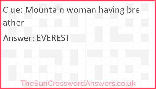 Mountain woman having breather Answer