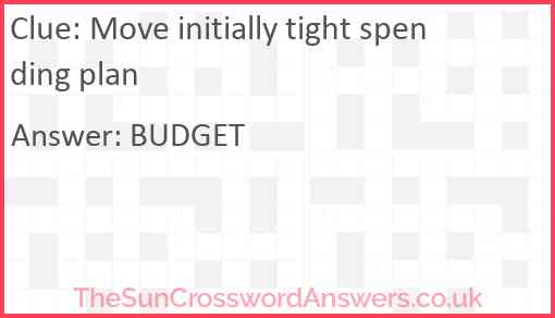 Move initially tight spending plan Answer
