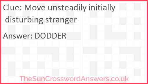 Move unsteadily initially disturbing stranger Answer