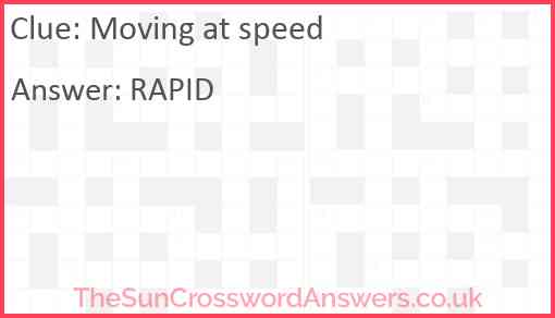 Moving at speed Answer
