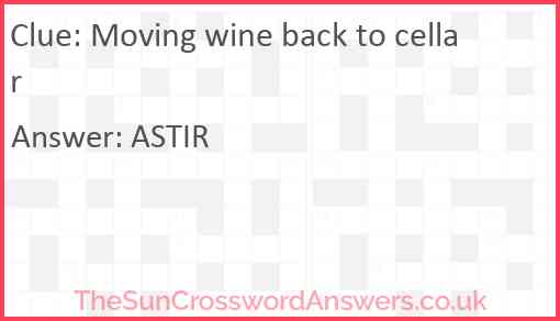 Moving wine back to cellar Answer