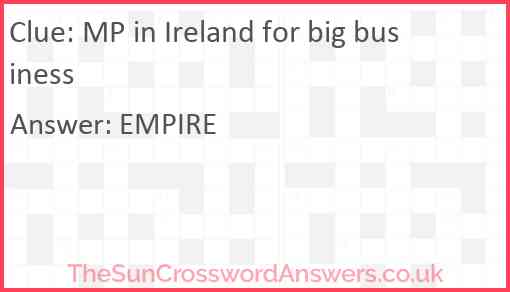 MP in Ireland for big business Answer