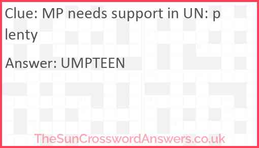MP needs support in UN: plenty Answer