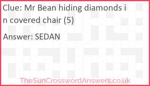 Mr Bean hiding diamonds in covered chair (5) Answer