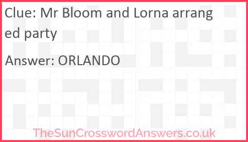 Mr Bloom and Lorna arranged party Answer