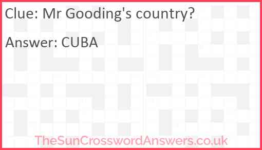 Mr Gooding's country? Answer