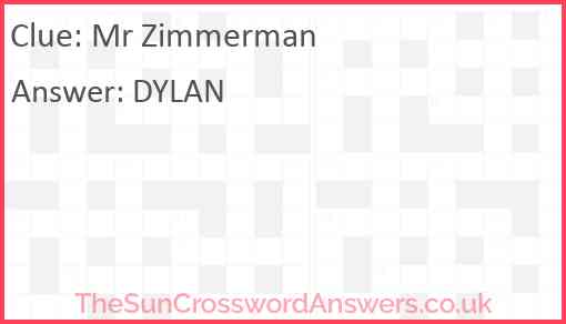 Mr Zimmerman Answer