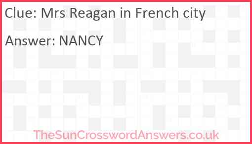 Mrs Reagan in French city Answer