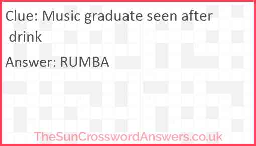 Music graduate seen after drink Answer