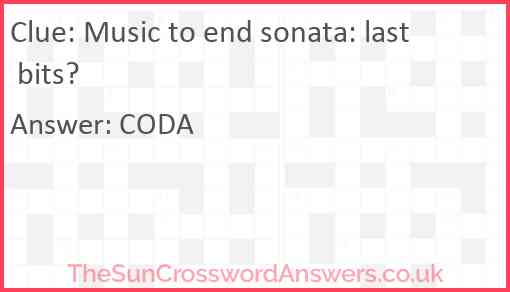 Music to end sonata: last bits? Answer