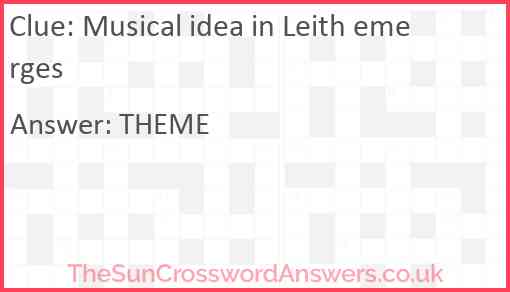 Musical idea in Leith emerges Answer