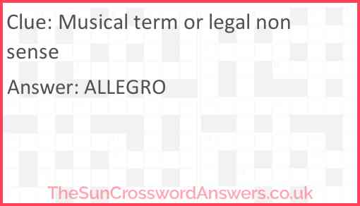Musical term or legal nonsense Answer