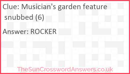 Musician's garden feature snubbed (6) Answer