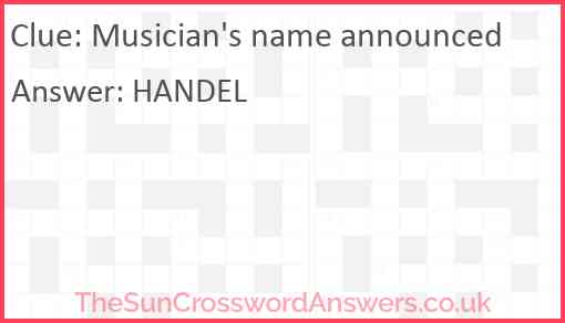 Musician's name announced Answer