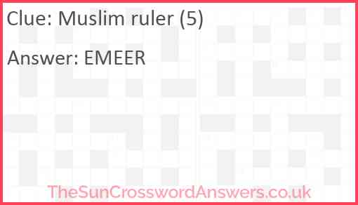 Muslim ruler (5) Answer