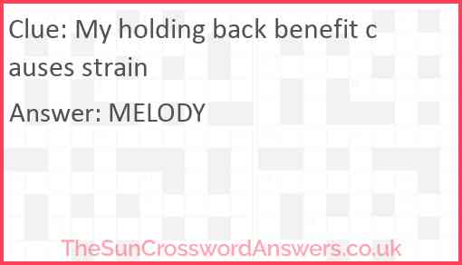 My holding back benefit causes strain Answer