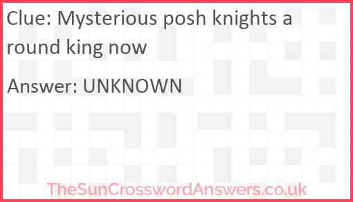 Mysterious posh knights around king now Answer