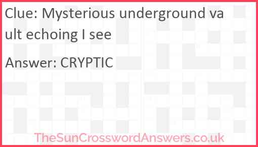 Mysterious underground vault echoing I see Answer