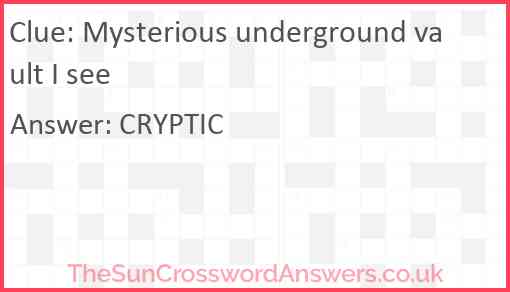 Mysterious underground vault I see Answer