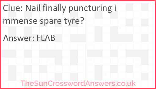 Nail finally puncturing immense spare tyre? Answer