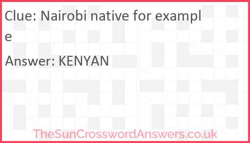 Nairobi native for example Answer