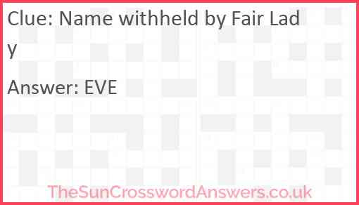 Name withheld by Fair Lady Answer