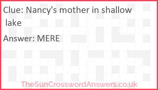 Nancy's mother in shallow lake Answer