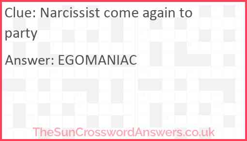 Narcissist come again to party Answer