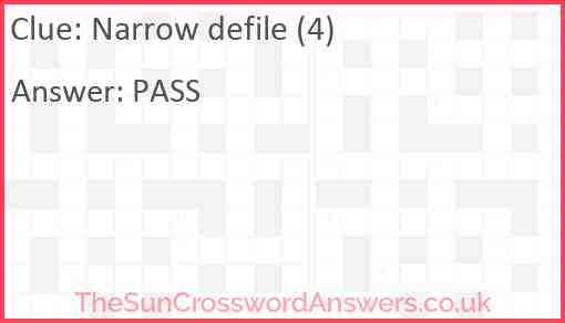 Narrow defile (4) Answer