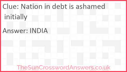 Nation in debt is ashamed initially Answer