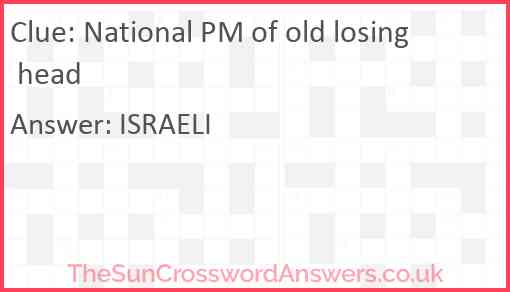 National PM of old losing head Answer