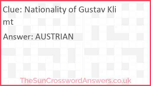 Nationality of Gustav Klimt Answer