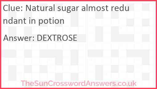 Natural sugar almost redundant in potion Answer