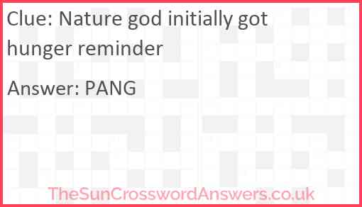 Nature god initially got hunger reminder Answer
