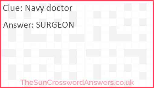 Navy doctor crossword clue TheSunCrosswordAnswers co uk
