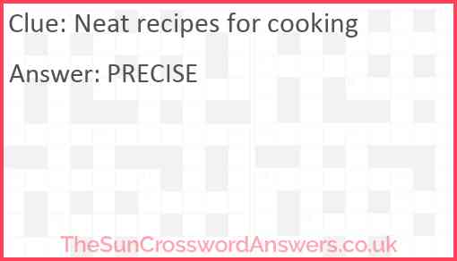 Neat recipes for cooking Answer