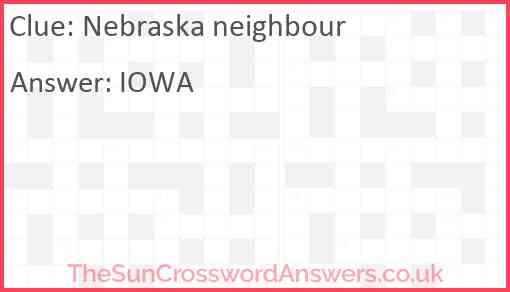 Nebraska neighbour crossword clue TheSunCrosswordAnswers co uk Nebraska neighbour crossword clue TheSunCrosswordAnswers co uk