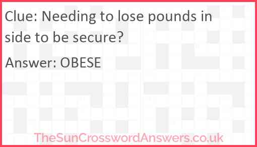 Needing to lose pounds inside to be secure? Answer