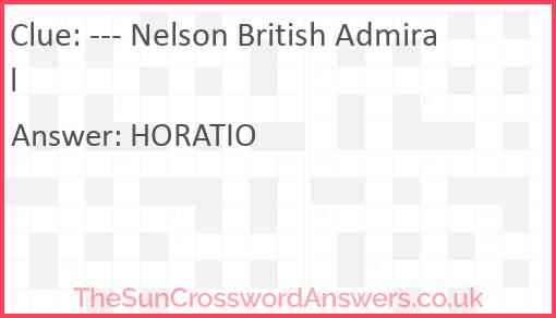 --- Nelson British Admiral Answer