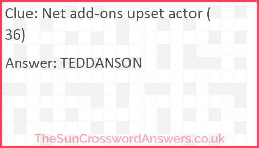 Net add-ons upset actor (36) Answer