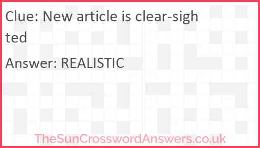 New article is clear-sighted Answer