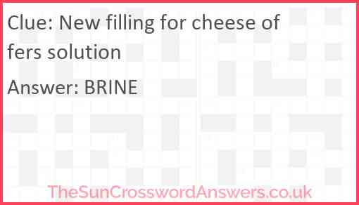 New filling for cheese offers solution Answer