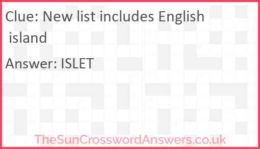 New list includes English island Answer