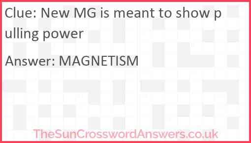 New MG is meant to show pulling power Answer