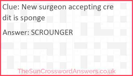 New surgeon accepting credit is sponge Answer