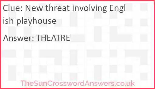 New threat involving English playhouse Answer