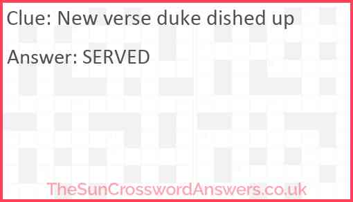 New verse duke dished up Answer