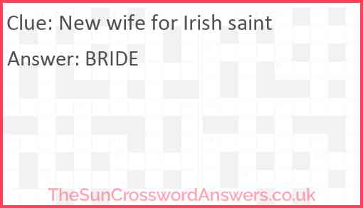 New wife for Irish saint Answer