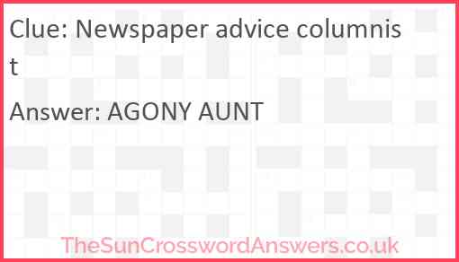 Newspaper advice columnist Answer