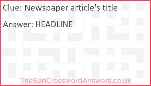 Newspaper article's title Answer